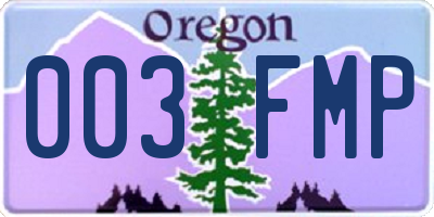 OR license plate 003FMP