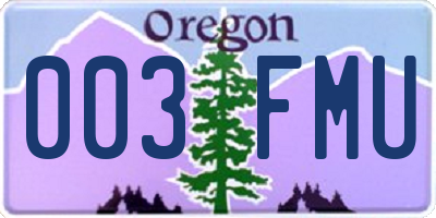 OR license plate 003FMU