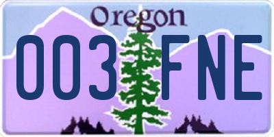 OR license plate 003FNE
