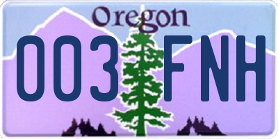 OR license plate 003FNH