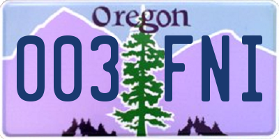 OR license plate 003FNI