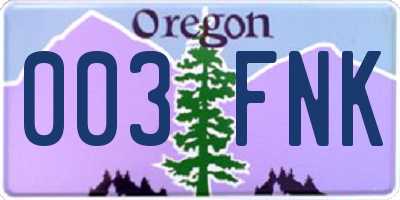 OR license plate 003FNK