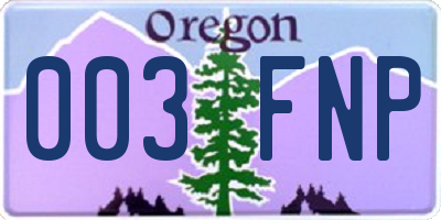 OR license plate 003FNP