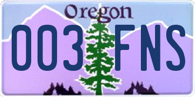 OR license plate 003FNS