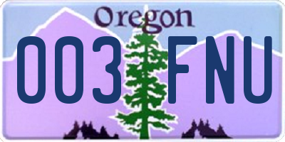 OR license plate 003FNU