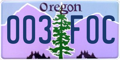 OR license plate 003FOC