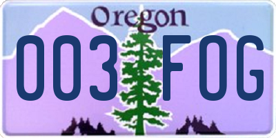 OR license plate 003FOG