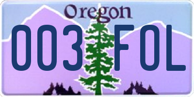 OR license plate 003FOL