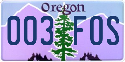 OR license plate 003FOS