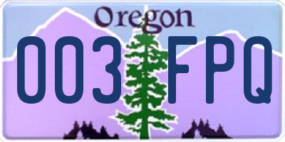 OR license plate 003FPQ