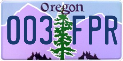 OR license plate 003FPR
