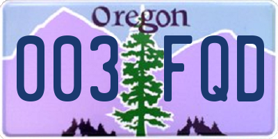 OR license plate 003FQD