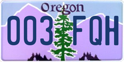 OR license plate 003FQH