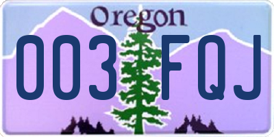 OR license plate 003FQJ
