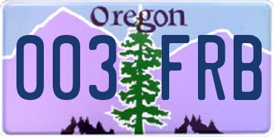 OR license plate 003FRB