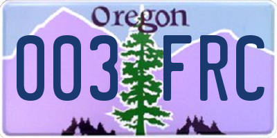 OR license plate 003FRC