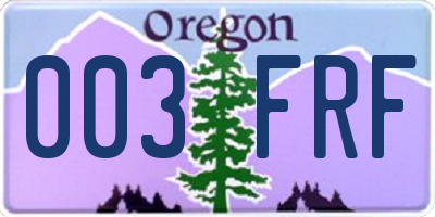OR license plate 003FRF