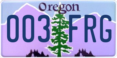 OR license plate 003FRG