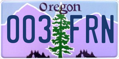 OR license plate 003FRN