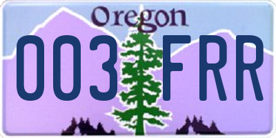 OR license plate 003FRR