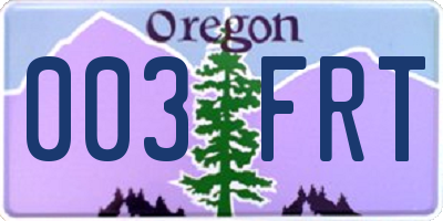 OR license plate 003FRT