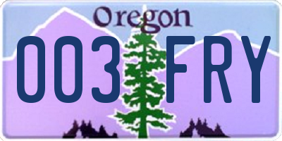 OR license plate 003FRY