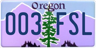 OR license plate 003FSL