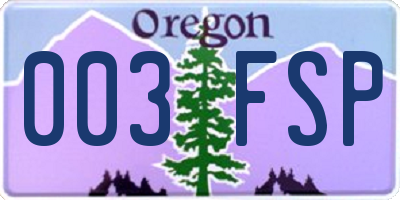 OR license plate 003FSP