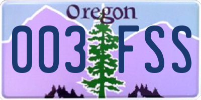 OR license plate 003FSS