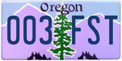 OR license plate 003FST