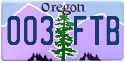 OR license plate 003FTB