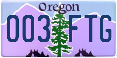 OR license plate 003FTG