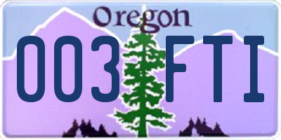 OR license plate 003FTI