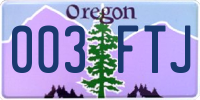 OR license plate 003FTJ