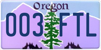 OR license plate 003FTL