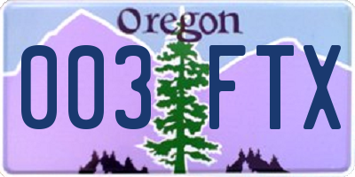 OR license plate 003FTX