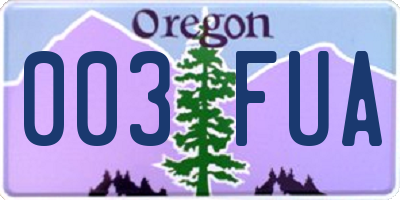 OR license plate 003FUA