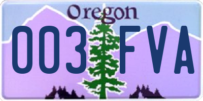 OR license plate 003FVA