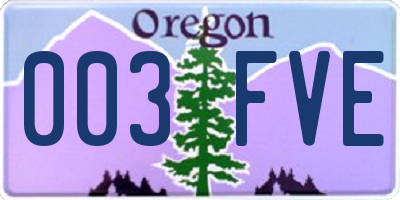 OR license plate 003FVE