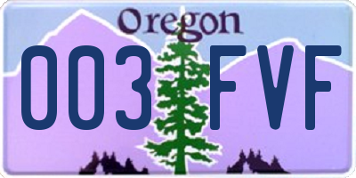 OR license plate 003FVF