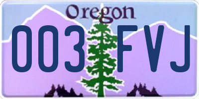 OR license plate 003FVJ
