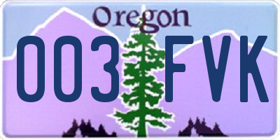 OR license plate 003FVK