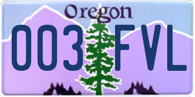 OR license plate 003FVL