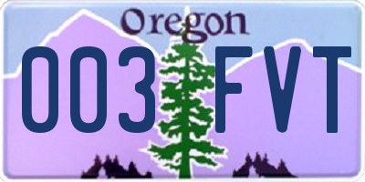 OR license plate 003FVT