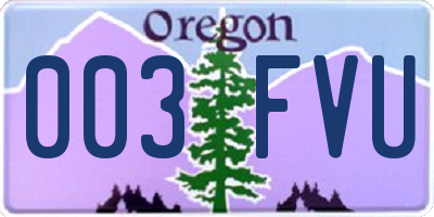 OR license plate 003FVU