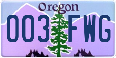 OR license plate 003FWG
