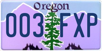 OR license plate 003FXP