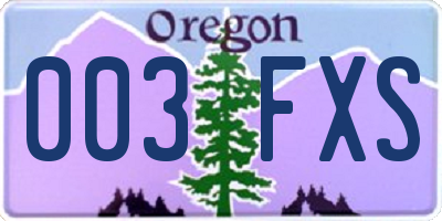OR license plate 003FXS