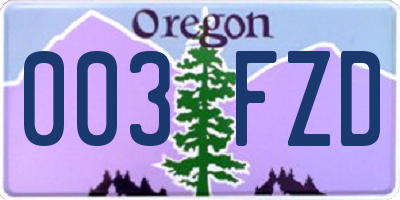 OR license plate 003FZD