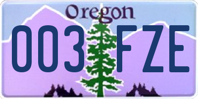 OR license plate 003FZE